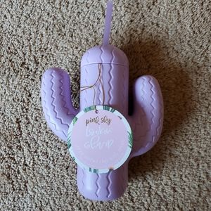 Pink Sky Plastic Cactus Cup with Straw